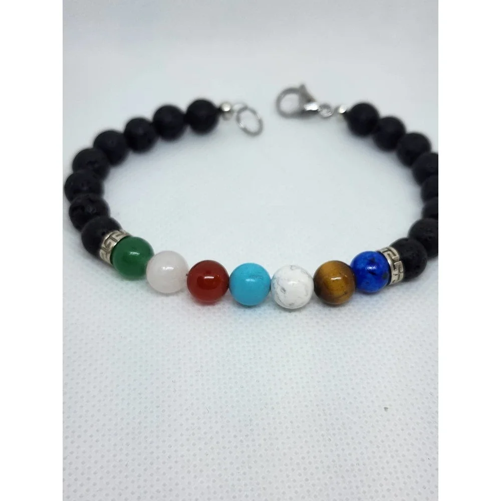 Chakra Lava Stone Bracelet - Picture 1 of 6